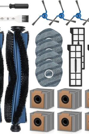 22 Pack Replacement Accessories for eufy X10 Pro Omni Robot Vacuum Cleaner, 2 Mainbrush 4 Filter 6 Dust Bag 4 Mop Pads 4 Sidebrush 1 Cleaning Brush 1 Screwdriver