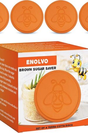 Brown Sugar Keeper Bee - Terra Cotta Brown Sugar Saver, Disc to Maintain Food Moisture in Container, Softener Stone, Terracotta Bear Softener Alternative - 4Pack