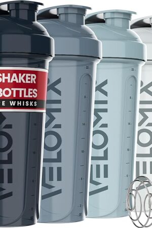 -4 PACK 28 Oz Protein Shaker Bottle for Protein Mixes - 4x Wire Whisk | Leak Proof Shaker Cups for Protein Shakes | Protein Shaker Bottle Pack | Protein Shake Cup (Aqua Depths)