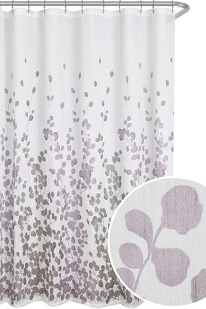 Zenna Home Sylvia Printed Faux Silk Fabric Shower Curtain, Machine Washable with Button Hole Header, Semi-Sheer Polyester Fabric Shower Curtain for Bathroom, 70 x 72 Inches, Floral Print