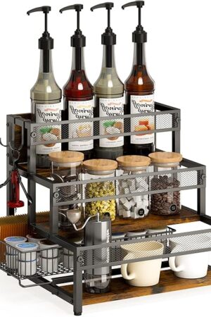 3 Tier Coffee Syrup Rack Holder Stand Organizer Countertop Storage Rack