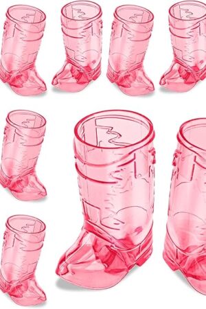 Cowboy Boot Shot Glasses, 12 Pcs 1 Oz Mini Plastic Boot Shot Glass, Reusable Plastic Boot Cups for Cowboy Cowgirl Western Theme Party Supplies Bachelorette Birthday Party Favors (Rose Red)