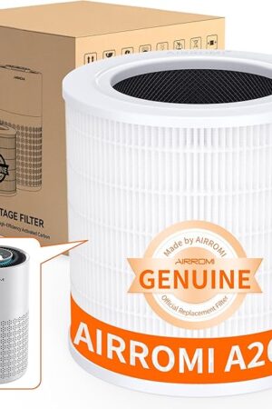 AIRROMI A2001 HEPA Air Purifier Replacement Filter, 3-In-1 Original Filter, Remove 99.97% of 0.3 Micron Particle 1 Pack White Activated Carbon