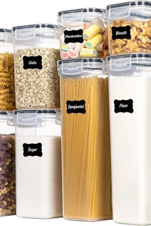 CHEFSTORY Airtight Food Storage Containers with Lids, 8 PCS Plastic Storage Canisters for Kitchen & Pantry Organization,Dry Food Canisters for Flour, Sugar and Cereal