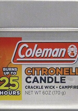 Coleman Campfire Scented Citronella Candle with Wooden Crackle Wick, Campfire Fragrance, 25-Hour Burn Time, Nostalgic Tin for Outdoor Ambiance