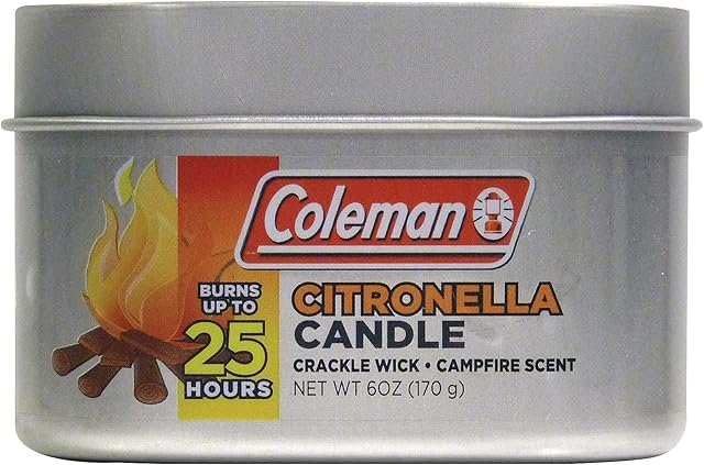 Coleman Campfire Scented Citronella Candle with Wooden Crackle Wick, Campfire Fragrance, 25-Hour Burn Time, Nostalgic Tin for Outdoor Ambiance