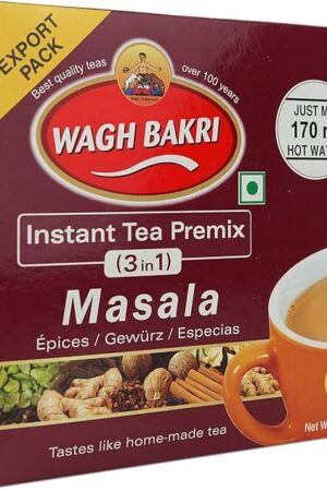 Wagh Bakri Instant Masala Tea | 3 in 1 Sugar+Milk Solids+ Tea | 10 Single Serve Sachets | 140g (4.93 Ounce)