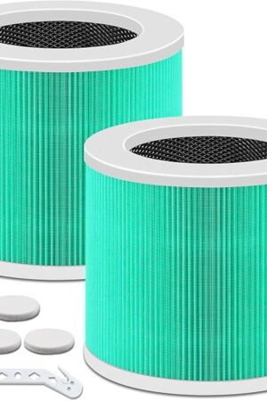 2 Pack HY1800 Replacement Filter Compatible with CHIVALZ/MORENTO/Loytio/AYAFATO/Honeyuan/IOIOW, 3-in-1 Filtration System H13 True Activated Carbon HY1800 Filter (Green)
