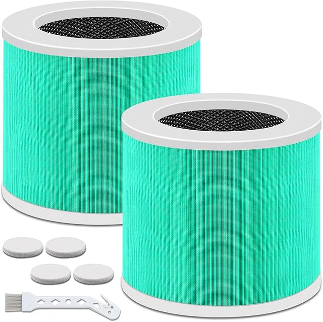 2 Pack HY1800 Replacement Filter Compatible with CHIVALZ/MORENTO/Loytio/AYAFATO/Honeyuan/IOIOW, 3-in-1 Filtration System H13 True Activated Carbon HY1800 Filter (Green)
