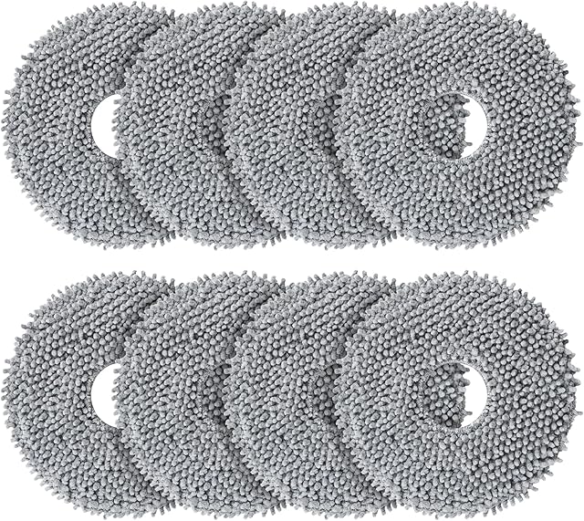 8 Pack Mop Pads for Roborock QV 35A/Saros 10R/Q Revo/Qrevo S/Qrevo Pro/Qrevo Plus/Qrevo Master/Qrevo Slim/Qrevo Curv/Qrevo Edge Robot Vacuum Cleaner, Spin Cleaning Pads Replacement Accessories Set