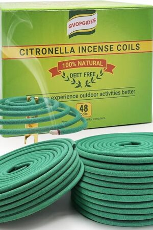 Citronella Incense coils, Made from Natural Plants, Suitable for Outdoor, Living Room, Terrace use (48 coils and Coil Holders)