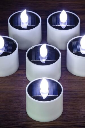 6 Pack Cool White Solar Powered Flameless Tealights, Rechargeable Outdoor Waterproof LED Flickering Electric Solar Tea Light Candles Flicker Fake LED Votive Candle Bulk for Outside Decorations
