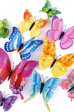 Butterfly Wall Decor 24/48 PCS, 3D Butterflies Stickers for Party Decorations with Magnets(Colorful, 24)