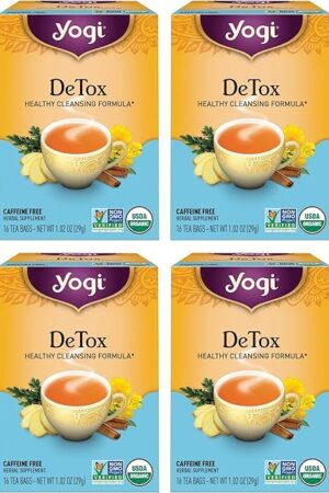Yogi Tea DeTox Tea - 16 Tea Bags per Pack (4 Packs) - Organic Detox Tea for Digestive & Circulation Support - Includes Burdock, Dandelion, Ginger Root, Black Pepper, Cardamom & Juniper Berry