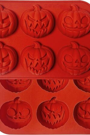 2Pcs Halloween Pumpkin Molds Silicone for Chocolate Candy, 3D Halloween pumpkin Molds Silicone for Candy Gummy (Pumpkin)