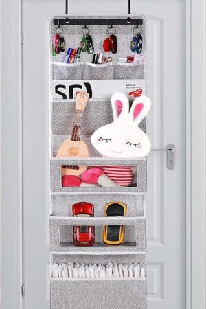 VICTORICH All-IN-ONE Over the Door Organizer, Super Behind the Door Storage Organizer with Door Rack and Large Clear Windows, Wall File Organizer, Hanging Organizer (New Grey)