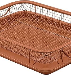 Baking with G&S Nonstick Crisper Basket with Baking Pan, Copper, 2 Piece Set, Durable and Easy to Use