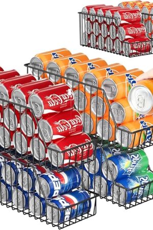 4-Tier Stackable Can Rack Organizer for Kitchen Pantry,Max Can Storage Holder,Durable Can Dispenser & Canned Goods Organizer for Fridge,Hold More 44 Cans, for Various Ounces of Canned Food Soda Drinks