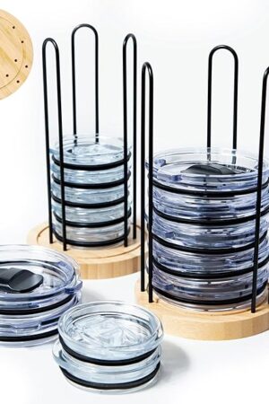 2PC Tumbler Lid Organizer, Detachable Cup Lid Organizer for Simple Modern Tumbler/Yeti Tumbler/Stanley Tumbler Lids, Holds up to 20 Lids, Cup Organizer for Kitchen Organizers and Storage