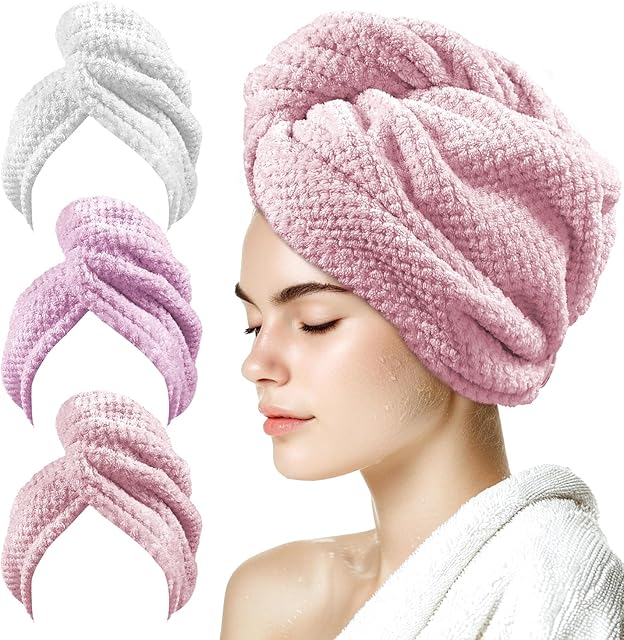 3 Pack Hair Towel Wrap Microfiber Towels 25.4" x 9.8"