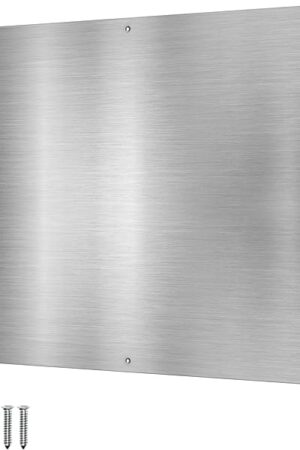 17.5inchX11.5inch Large Stainless Steel Plate for Magnets, 3M Adhesive Back, Mounting Screws, Ideal for Magnetic Shelf, Spice Holders, Fridge Magnets. Mount Anywhere! (Silver, 1 PACK)