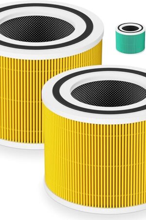 Core 300 Pet Care Replacement Filter for LEVOIT Core 300/ Core 300S/ Core 300-P/Core 300S-P/Core P350 Air Purifi-ers, 3-IN-1 H13 True HEPA Filter, Compared to Part# Core 300-RF, Yellow (2 Pack)