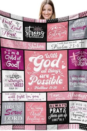 Christian Gifts for Women Blanket 60"x50", Religious Inspirational Spiritual Gifts for Women, Faith Based Bible Birthday Gifts, Baptism Confirmation Gifts for Girls, Christian Wedding Graduation Gifts