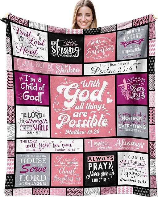 Christian Gifts for Women Blanket 60"x50", Religious Inspirational Spiritual Gifts for Women, Faith Based Bible Birthday Gifts, Baptism Confirmation Gifts for Girls, Christian Wedding Graduation Gifts