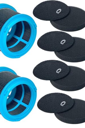 Vacuum Filters Kit Replacement for Bissell PowerClean FurGuard 280W and FurFinder 200W Self-Standing Cordless Vacuum, 2 Filters and 4 Pre-Filter Pads Set included