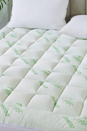 ANALIN® Bamboo_Viscose Mattress Topper Twin Size,Thick Pillow Top Mattress Pad with Stretchable Pockets for 6-18 inches Mattress, Soft Breathable Mattress Topper for Back Pain Relief