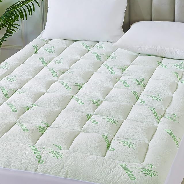 ANALIN® Bamboo_Viscose Mattress Topper Twin Size,Thick Pillow Top Mattress Pad with Stretchable Pockets for 6-18 inches Mattress, Soft Breathable Mattress Topper for Back Pain Relief