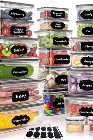 40 PCS Plastic Food Storage Containers with Lids Airtight, BPA-Free Leakproof Meal Prep Containers Reusable,Microwave & Dishwasher & Freezer Safe,Includes Labels & Pen