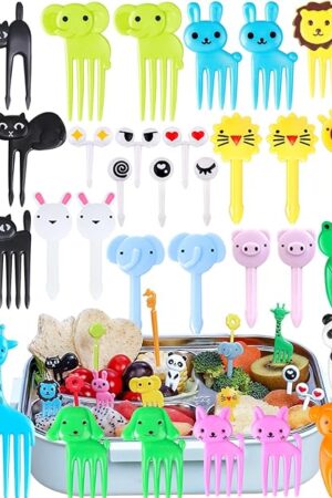150 Pcs Animal Food Picks for Kids, Vicuna R Fun Kids Food Picks for Bento Box Accessories, Reusable Toddler Fruit Toothpicks, Cute Kids Lunch Accessories for Picky Eater BPA-Free