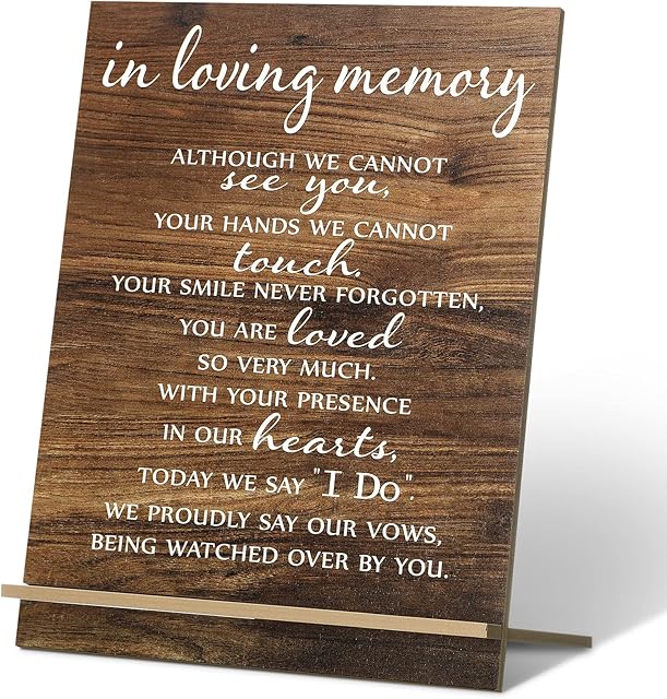 Chunful in Loving Memory Wedding Sign Acrylic Memorial Table Sign for Wedding Wooden Decor for Ceremony and Reception(Classic)