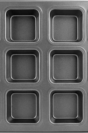 Beasea Brownie Pan with Dividers, 1 Set 12 Cavity All Edges Square Cupcake Brownie Pans Mini Cake Non Stick Baking Carbon Steel Bread Mold Small Edge 3x4 Individual Cutter Sheet Tray for Cookie Oven