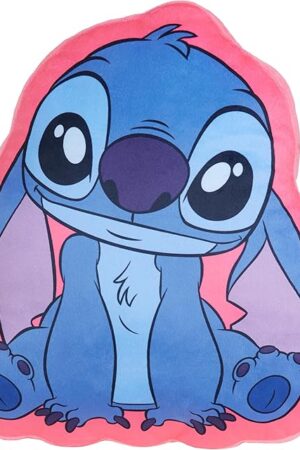 Disney 3D Plush Pillow Cushions for Bed Kids Throw Pillows Bedroom Accessories Travel Nursery Soft Feel Decorative Cushion Stitch Gifts for Kids (Blue/Pink Stitch, L13.77 x W12.99)