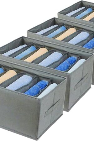 Clothes Closet Organizer Extra Large 6 Compartments Clothing Storage Boxes for Closet Wordrobe Bedroom Shelf