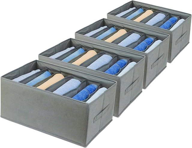 Clothes Closet Organizer Extra Large 6 Compartments Clothing Storage Boxes for Closet Wordrobe Bedroom Shelf