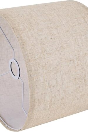 Beige Lamp Shade, Large Drum Lampshade 13''Top X 13'' Bottom X 10'' High, Replacement Lamp Shade Natural Linen Hand Crafted for Table Lamps Floor Lamps Chandelier Lamp, Easy Assembly Required