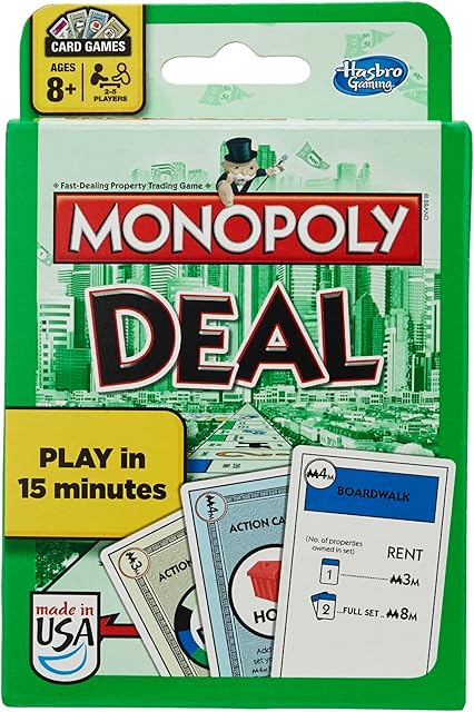 The Monopoly Deal Card Game | Quick-Playing Card Game | Fun Games for Families and Kids | Ages 8 and Up | 2 to 5 Players | 15 Mins. | Travel Games