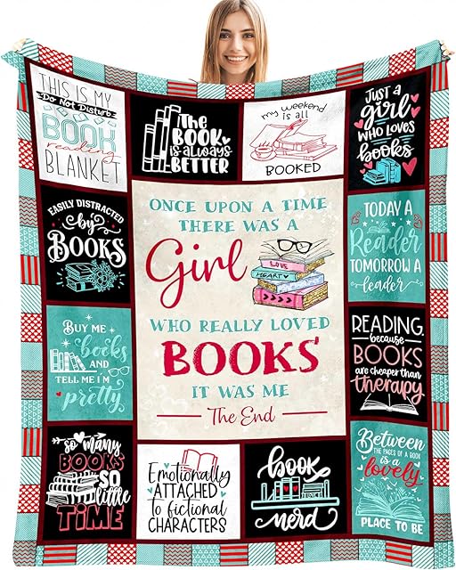 Book Lovers Gifts for Women, Bookish Gifts for Book Lovers Women, Book Lovers Gift Ideas Throw Blanket 60"x50", Reading Gifts for Readers/Librarian/Book Nerd/Bookworm, Book Club Gifts for Woman