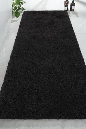 AROGAN Luxury Long Bathroom Runner Rug, 24x60 Inch Thick Soft and Absorbent Microfiber Non Slip Bath Mat, Rubber Backing Quick Dry Rugs Carpets, Machine Washable Plush Mats for Shower Floor, Black