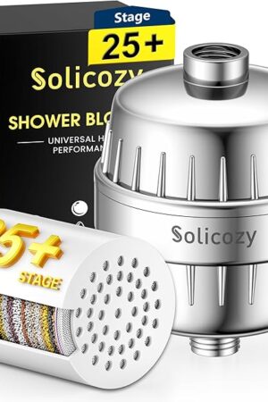 CHLORINE BUSTER ! 25+ Stage High Output Shower Filter for Shower Heads – Softens Water Filter Removes 99% of Impurities – Improves Skin, Hair, Nails – Reduces Dry Itchy Skin, Dandruff, Eczema