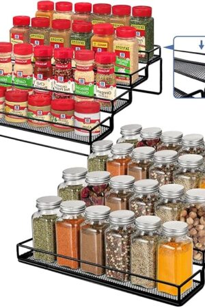 4 Tier Metal Spice Rack Organizer Black