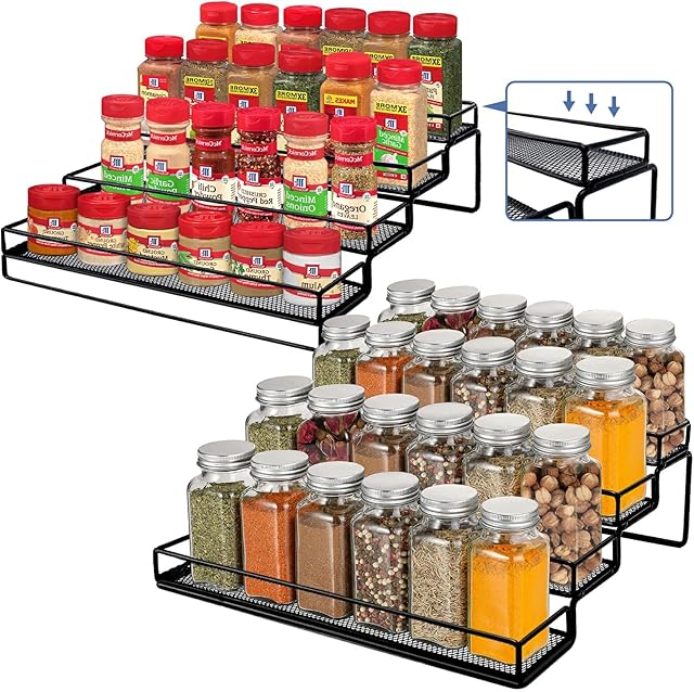 4 Tier Metal Spice Rack Organizer Black