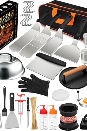 237pcs Griddle Accessories Kit for Blackstone, Perfect Flat Top Grilling Accessories, Grill Spatula Set with Enlarged Spatulas, Basting Cover, Burger Press Patty Maker, Scraper for Outdoor Barbecue