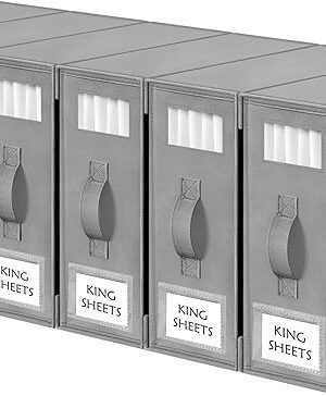 Criusia Bed Sheet Organizers and Storage, 6 Pack Foldable Linen Closet Organizer Box – Bedding Holder for Sheet Set (King/Queen Sizes), Duvet Covers, Blankets (Grey)