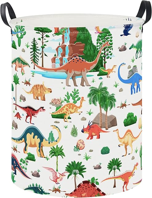 CLOCOR Large Laundry Basket,Waterproof Nursery Hamper,Collapsible Fabric Storage Container,Room Decor,Gift Basket(Ancient Dinosaurs
