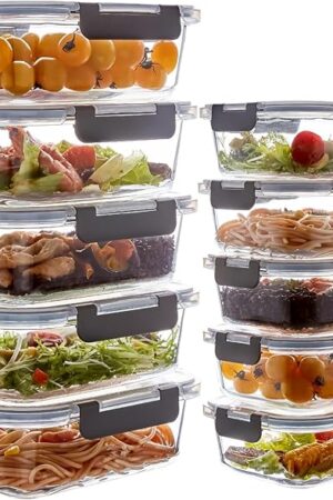 10 Pack Glass Meal Prep Containers, Glass Food Storage Containers with Lids, Reusable Airtight Leakproof Glass Lunch Bento Boxes Freezer, Microwave Oven and Dishwasher, Gray