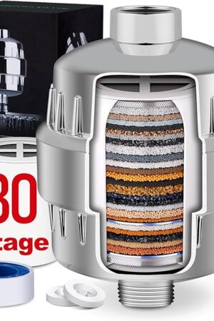 30 Stage Shower Filter, Shower Filter for Hard Water - High Output Shower Water Filter to Remove Chlorine Fluoride Heavy Metals, Improves the Condition of Your Skin, Hair and Nails